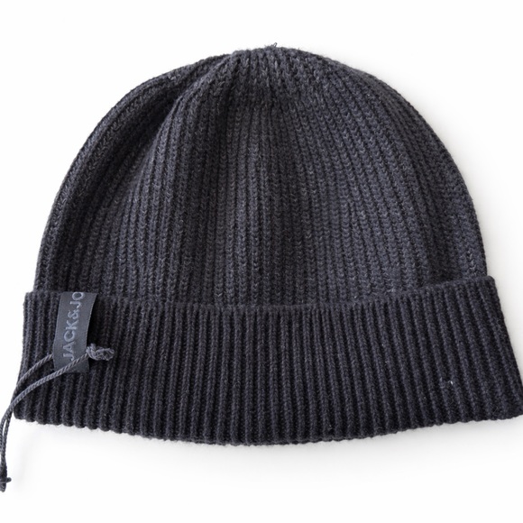 Jack & Jones Charcoal Ribbed Beanie - Picture 1 of 5